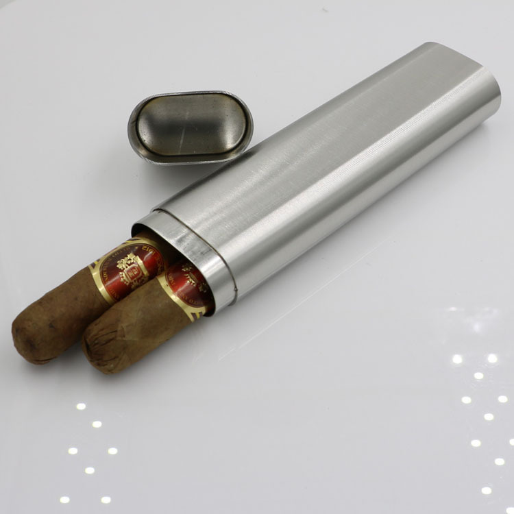 Cigar box [for a long time] in stock double cigar tube cigar box thickened stainless steel smoking cross-border supply