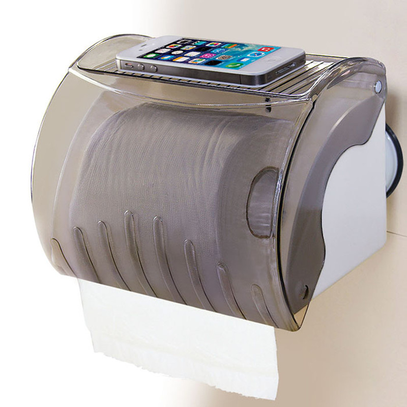 浴室厕所防水纸巾架 强力吸盘塑料卷纸架 创意长方形纸筒厂家直供