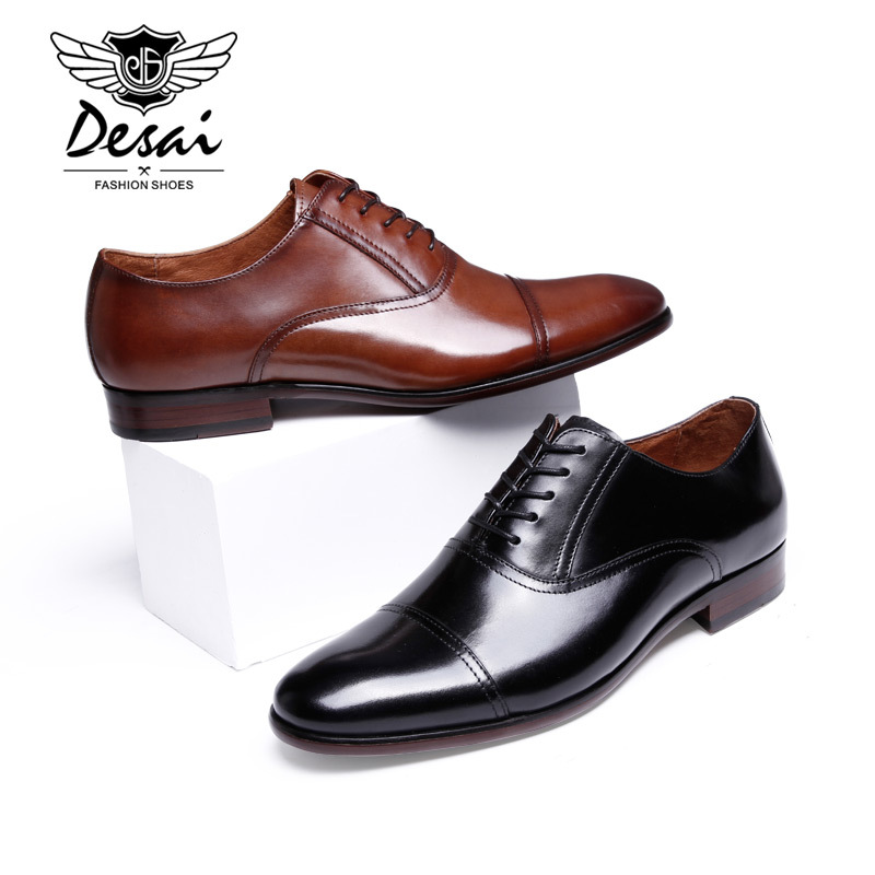 2021 New Men's Shoes Business Dress British Shoes Leather Shoes Wear-resistant Outsole Lace-up Brand Shoes and Boots