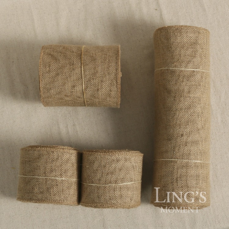 Rollo de lino de color sólido DIY hecho a mano de Navidad de la boda arte tira de lino natural yute rollo corredor de mesa Silla de tela trasera