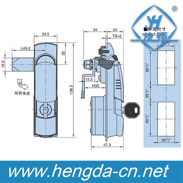 [Youheng] YH9609 цинковый сплав водонепроницаемая авиационная промышленная запорная дверная замка