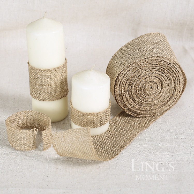 Rollo de lino de color sólido DIY hecho a mano de Navidad de la boda arte tira de lino natural yute rollo corredor de mesa Silla de tela trasera