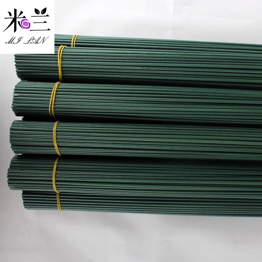 Flor especial Rod para jabón flor cabeza No.2 Alambre de hierro verde DIY material hecho a mano plástico recubierto de alambre de hierro sola rama flor Rod