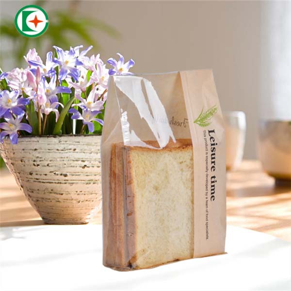 开窗面包袋 6-8片土司袋 厂家食品级牛皮纸袋面包纸袋尖底淋膜袋