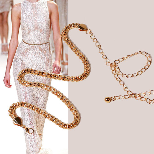 Cross-border metal round corn waist chain new chain simple decorative chain dress belt metal chain body chain