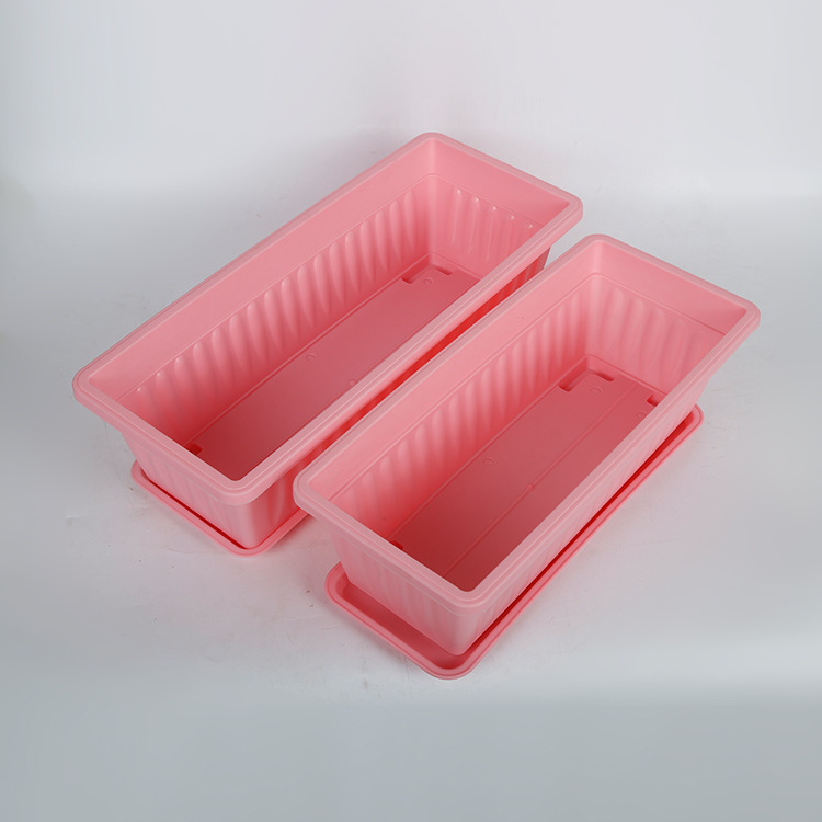 Manufacturer Sells Balcony Vegetable Growing Pots, Long-Shaped Flower Pots, Plastic Rectangular Flower Pots with a Tray and Self-Watering Feature