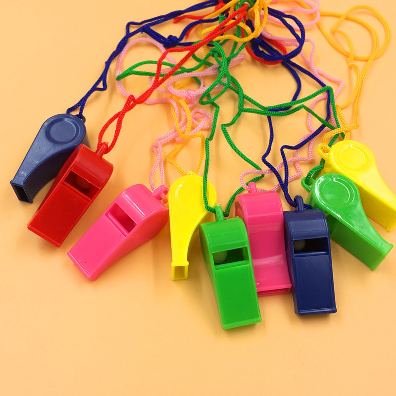 体育用品塑料口哨儿童玩具彩色助威加油裁判哨子球迷厂家24个装