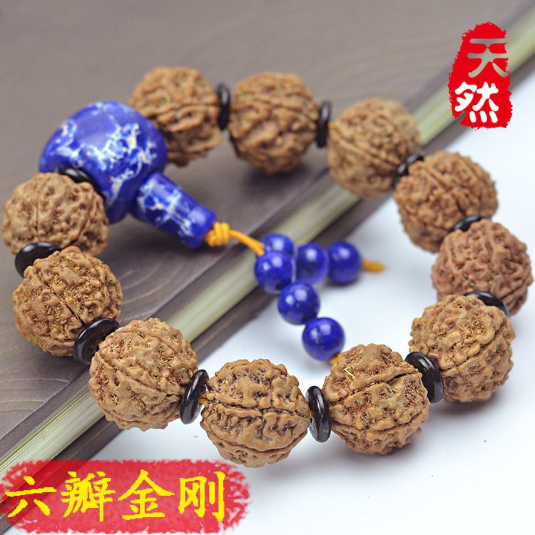 Authentic Six-petal King Kong Bodhi Bracelet Green Gold Tee Emperor Stone Collectible Grade Six-petal King Kong Bracelet