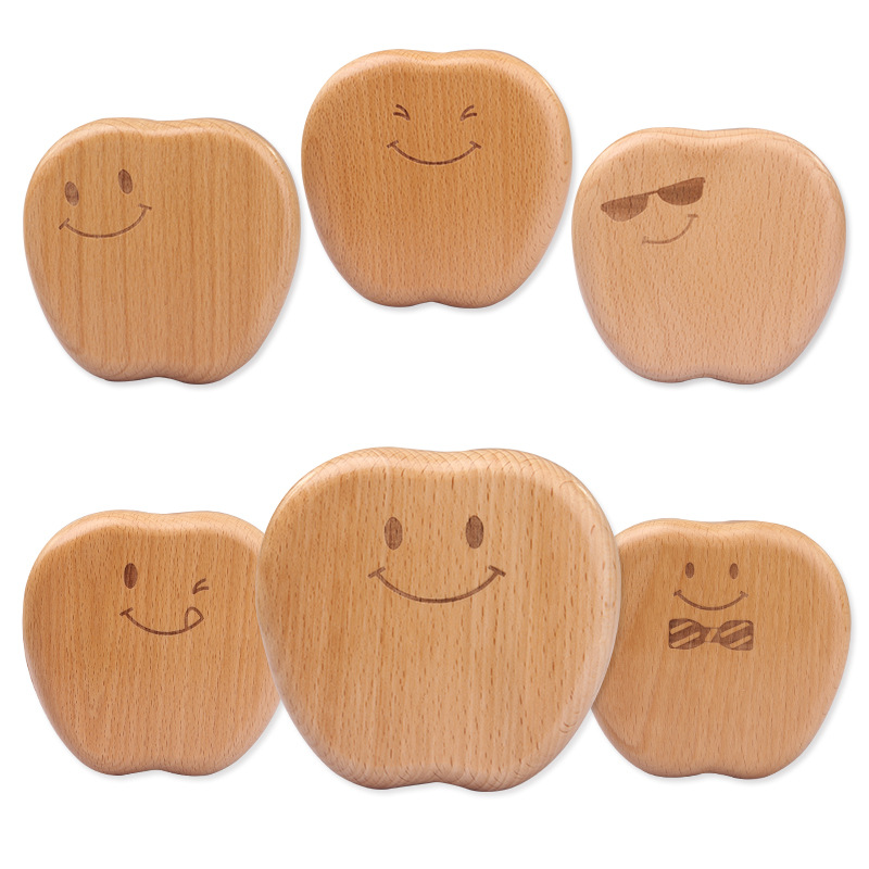 Caja de almacenamiento de dientes de leche de madera personalizada para niños manzana huevo umbilical cabello fetal caja recuerdos de cabello fetal caja de almacenamiento