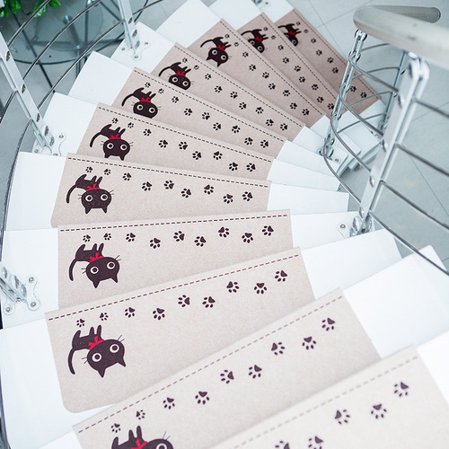 Cross-border stair step mat, anti-slip sound insulation floor mat, self-adhesive solid wood stair pad without glue