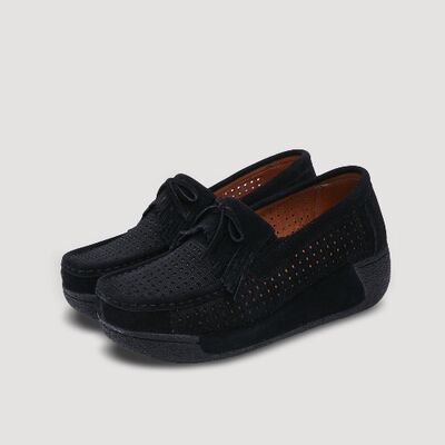 Hollow Tassel Beanie Shoes for Women, Genuine Leather Fashionable Thick-Soled Flats, Mom Wedge Heels, Women's Shoes, Rocking Shoes, Women's Platform Shoes