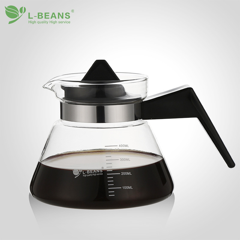 L-BEANS heat-resistant glass teapot hand coffee pot cute pot triangle pot flower teapot 400ml