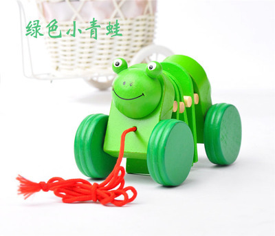 Los niños de madera de dibujos animados animal tirar de la cuerda Caterpillar tirar de la línea de juguete bebé arrastre niño educación temprana rompecabezas 1-3 años de edad