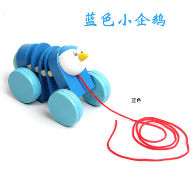 Los niños de madera de dibujos animados animal tirar de la cuerda Caterpillar tirar de la línea de juguete bebé arrastre niño educación temprana rompecabezas 1-3 años de edad