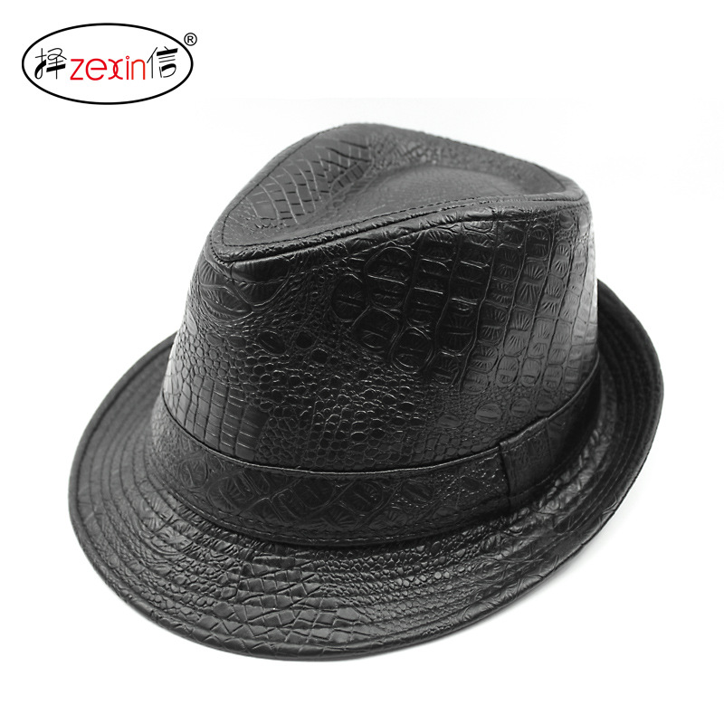 秋冬季pu皮质休闲礼帽男女英伦复古爵士帽户外出游遮阳帽街舞帽男