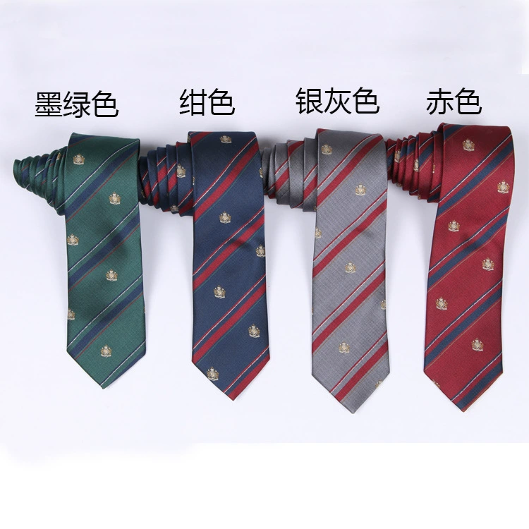 Студент JK Серебро Корона Полосатый галстук милый Жаккард галстук