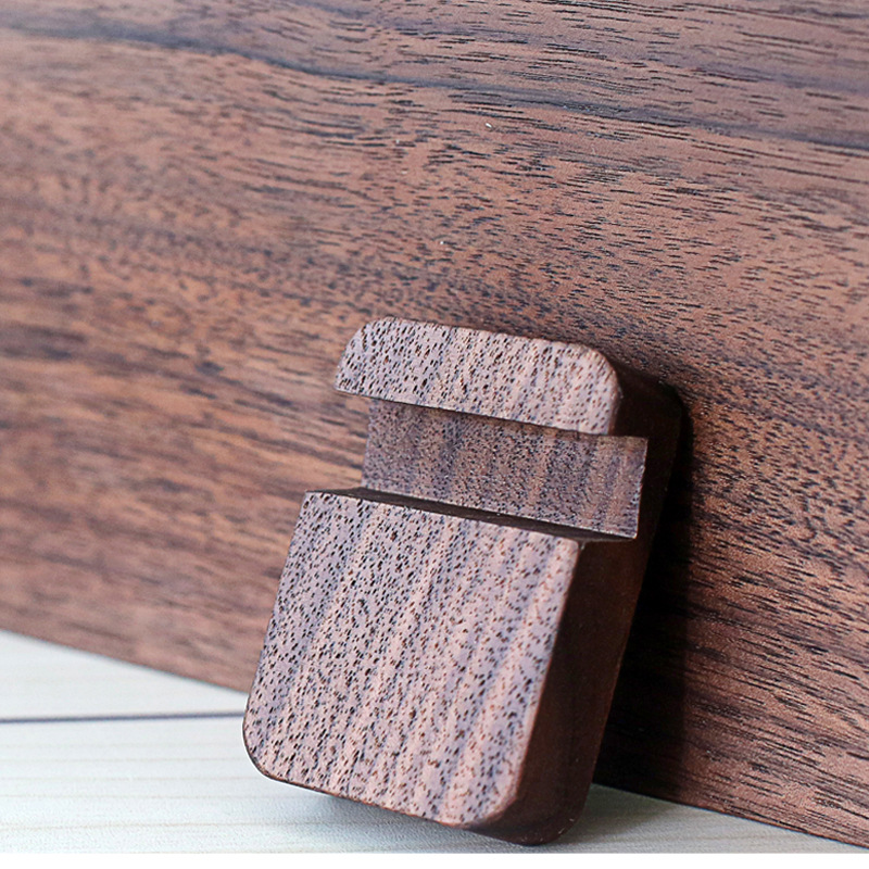 Soporte para teléfono móvil de madera creativa Soporte para teléfono pequeño cuadrado de nogal negro Soporte para teléfono móvil de madera maciza perezosa Base universal