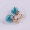 Fashionable glossy crystal, double-sided earrings from pearl, Aliexpress, European style