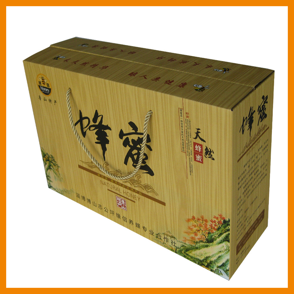 提手款高档蜂蜜包装盒 彩色包装盒便携手提瓦盒土特产礼品盒