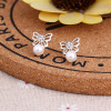 Earrings from pearl, accessory, Korean style, flowered, wholesale