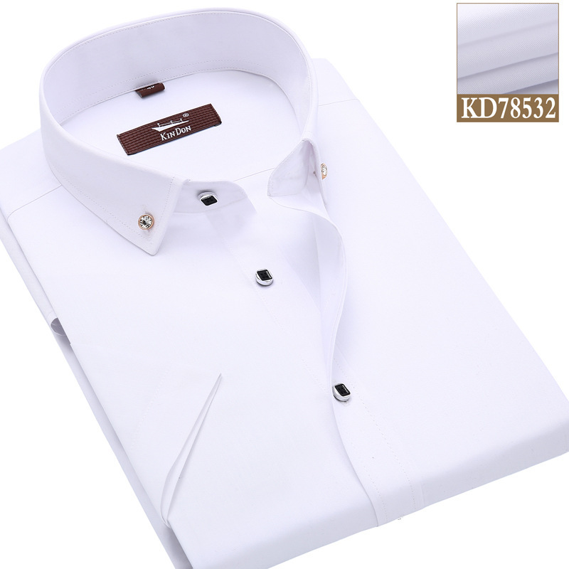 Gold Shield men's shirt white business shirt men's short-sleeved shirt professional non-ironing casual slim fit shirt trendy men