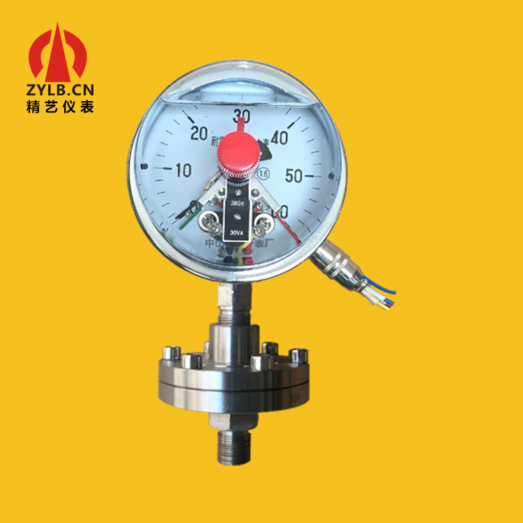 供应螺纹法兰隔膜压力表耐震电接点压力表防震充油防堵塞工厂直供