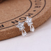 Earrings from pearl, accessory, Korean style, flowered, wholesale