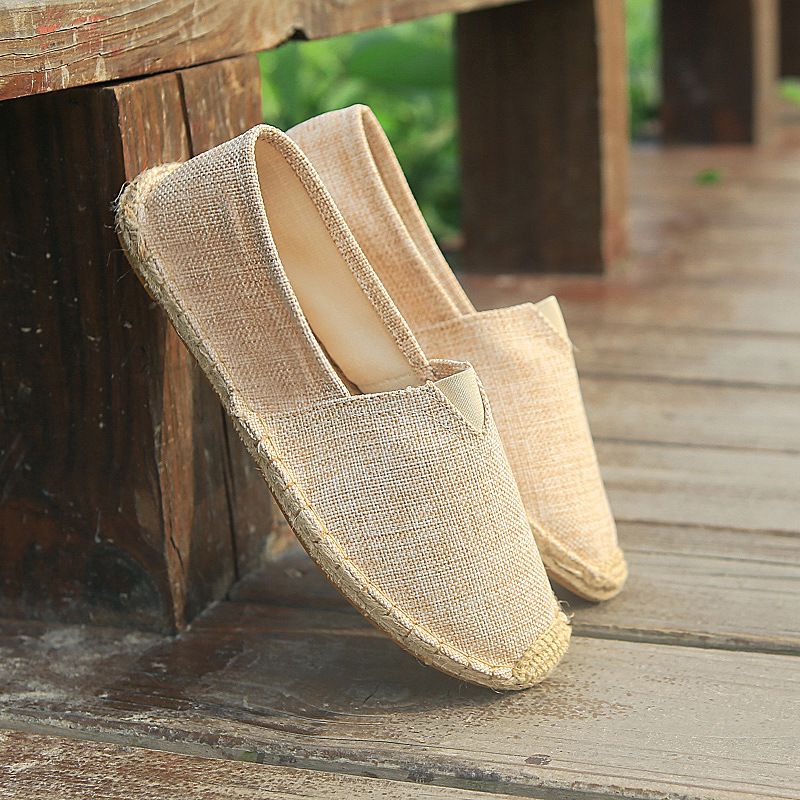 Summer straw cloth espadrilles for men and women