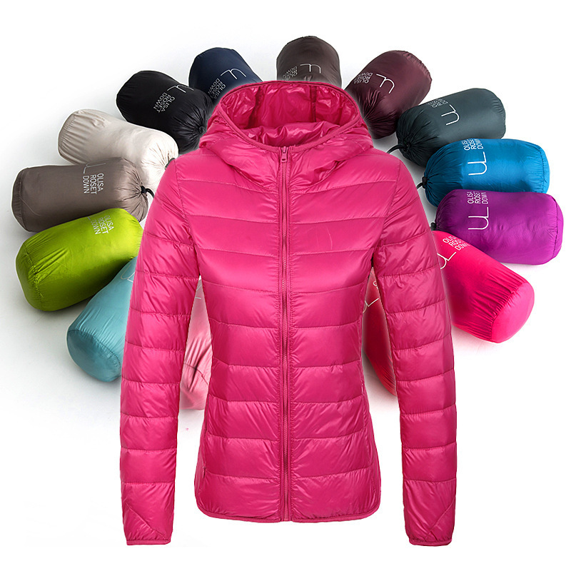 2023 autumn and winter new lightweight down jacket ladies hooded short plus size women's slim Korean fashion genuine goods