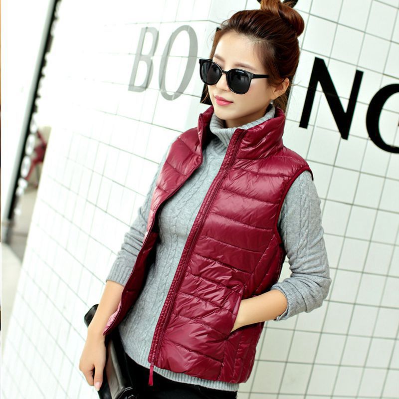 2019 Otoño e Invierno nuevos productos genuinos ultrafinos de las mujeres abajo chaqueta chaleco Chaleco de las mujeres image 3