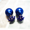 Fashionable cute double-sided earrings from pearl, flowered, European style