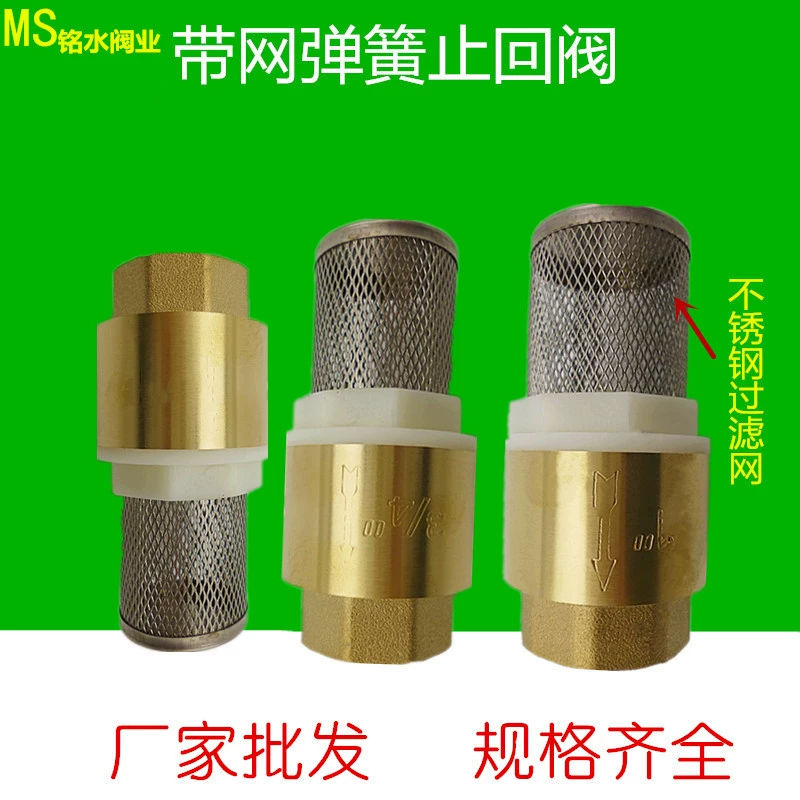 Медный обратный клапан с сеткой/Медным нижним клапаном, нижний клапан водяного насоса/всасывающий клапан, вертикальный обратный клапан с сеткой фильтра от 4 минут до 1 дюйма