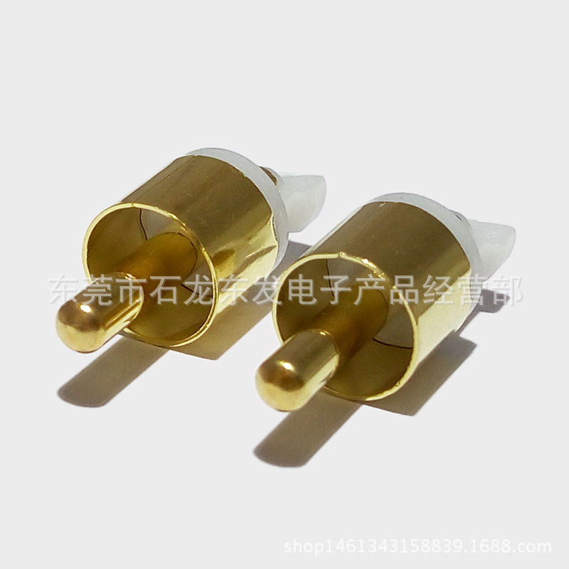 RCA镀金单缝白胶2U 03加厚管焊线式插头双声道高频
