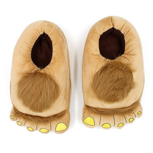 Creative Hobbit Plush Cotton Slippers for Men - Large Size Home Daily Use Gift Set with Thick Sole - New Warmth-Inspired Shoes