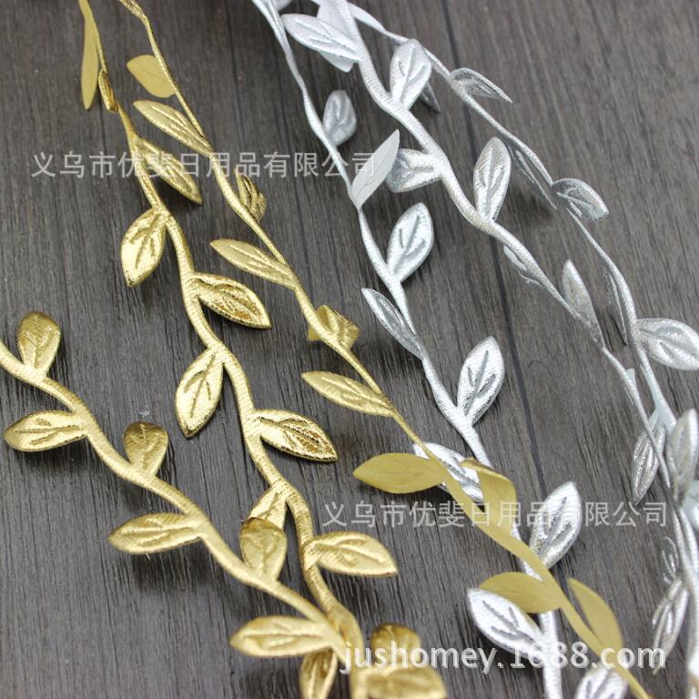 金银色橄榄枝藤条 希腊桂冠月桂花环 diy森系头饰配件 100码