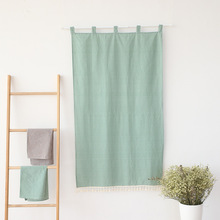 日式半门帘棉布布艺卧室窗帘卫生间隔断帘风水半帘玄关帘厨房卡通