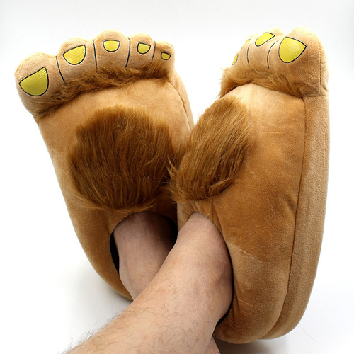 Creative Hobbit Plush Cotton Slippers for Men - Large Size Home Daily Use Gift Set with Thick Sole - New Warmth-Inspired Shoes
