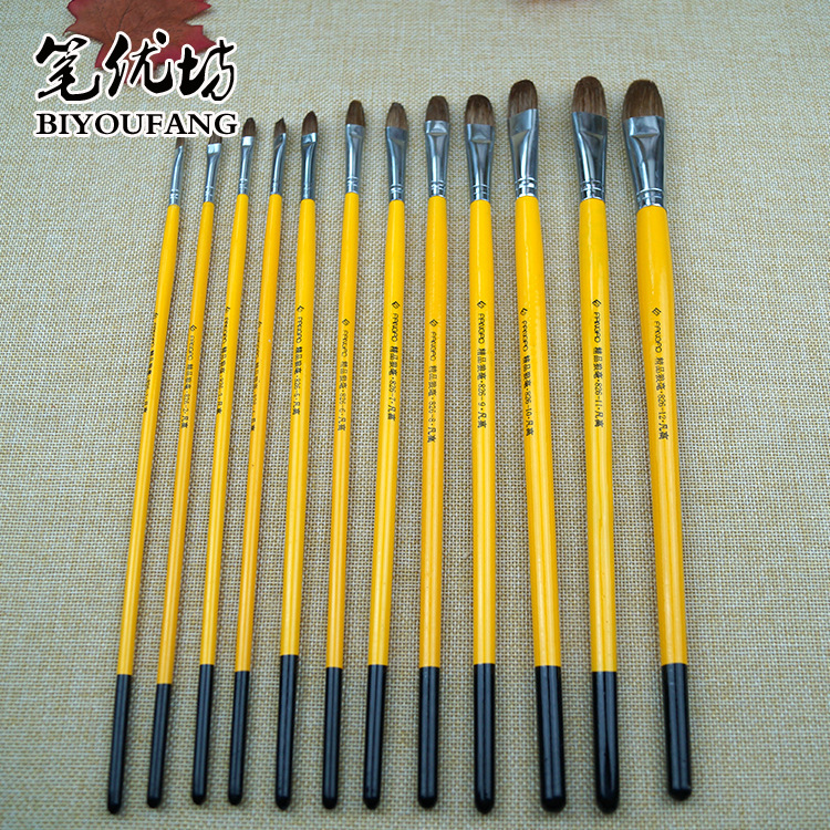 Rui Pen workshop 826 oil brush gouache wolf hair acrylic fan-shaped brush training class oil painting pen student examination pen