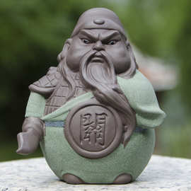 彩砂陶五虎上将茶宠 马超 精品紫砂茶趣茶玩摆件 功夫茶茶道配件