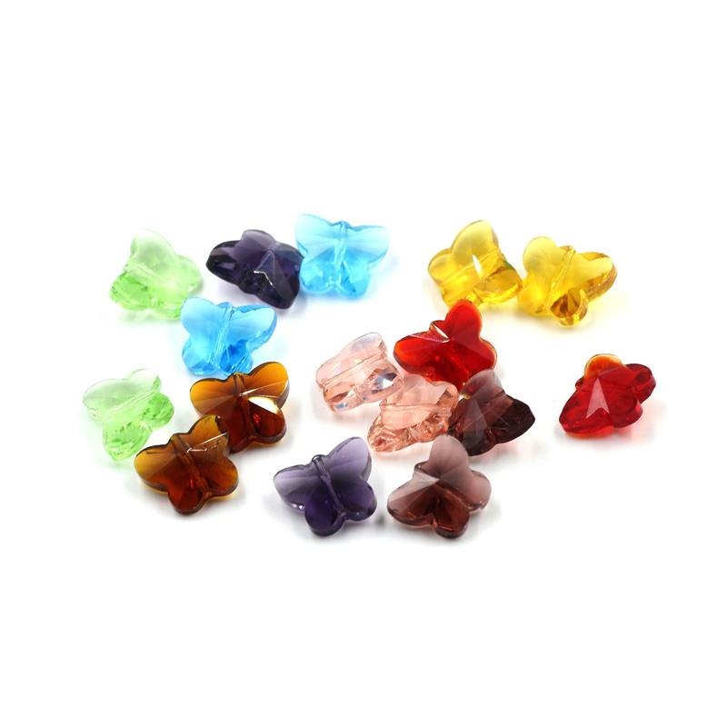Pujiang crystal glass beads loose beads wholesale DIY accessories 10MM hole crystal curtain butterfly pendant