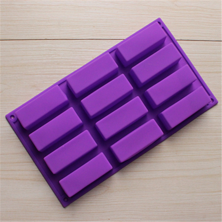 现货直销新款特价硅胶蛋糕模12连长方形DIY手工皂模果冻布丁模具