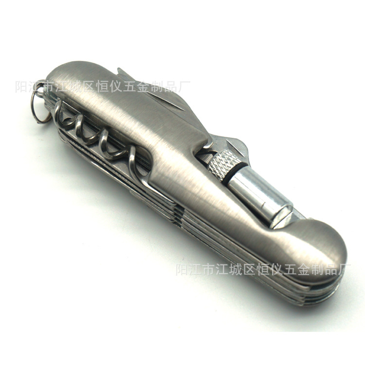 供应多功能11开小刀 带LED灯折叠小刀 不锈钢多功能小刀