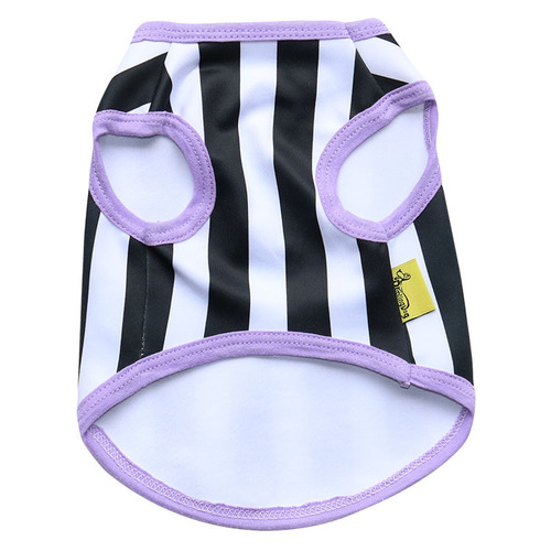 Pet Clothing Dog Clothes Small Dog Bulldog Black and White Striped Pet Jersey Vest Wholesale