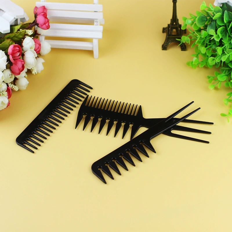 10‑piece comb set, PP plastic salon combs, anti‑static, 20 cm, black