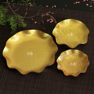 Acrylic Gold Melamine Plastic Fruit Plate Bar KTV Golden Snack Saucer Dried Fruit Candy Melon Seedle Plate