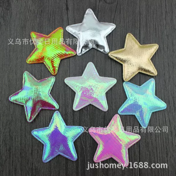 5cm single-sided colorful five-pointed star cloth stickers gold silver colorful five-pointed star diy cake insert children's clothing accessories