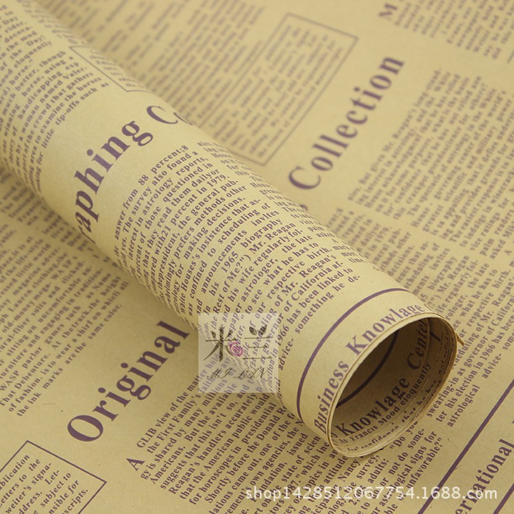 Doble cara Inglés noticias papel flor papel embalaje ramo material de embalaje de regalo al por mayor papel de regalo 50 hojas