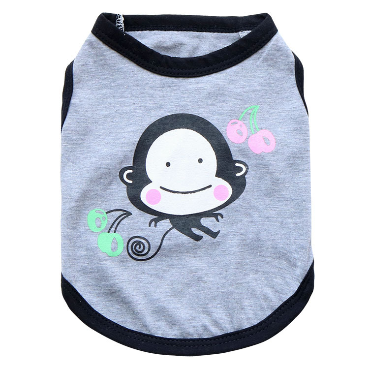 Ropa para perros mascotas suministros pequeño perro Teddy Bomei algodón feliz mono chaleco al por mayor primavera y el verano Nuevo