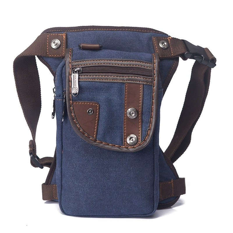Retro canvas waist and leg hip bag, wear‑resistant water‑repellent, 10 inches, European style