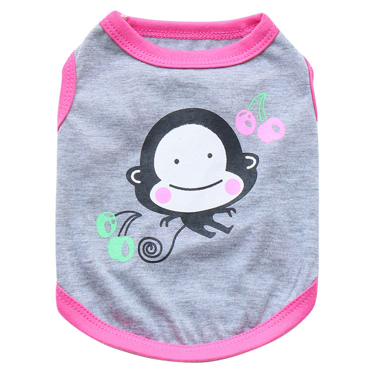 Ropa para perros mascotas suministros pequeño perro Teddy Bomei algodón feliz mono chaleco al por mayor primavera y el verano Nuevo